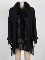 Faux fur fringe edge cape