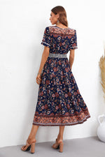 Lace Trim Floral Midi Dress