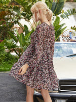 Short Floral Round Neck Dress