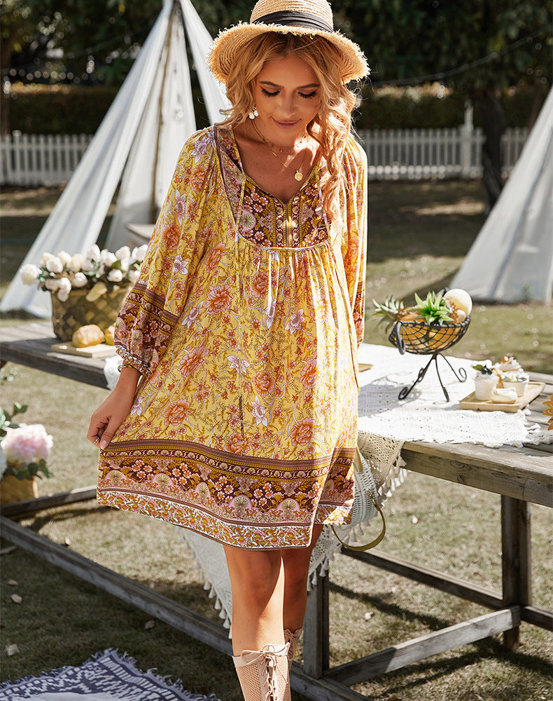 Short Loose Fit Floral Dress