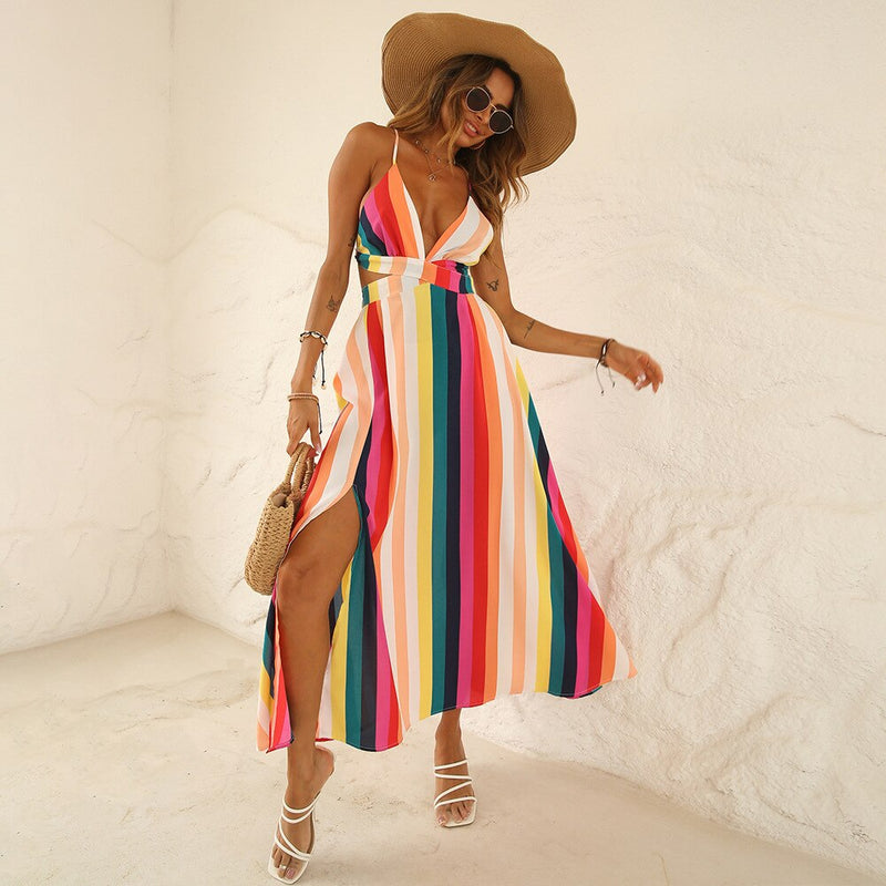 Striped Sleeveless Maxi Dress Sale