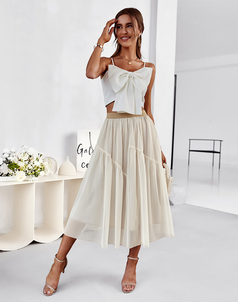 Split Fabric Tulle Skirt