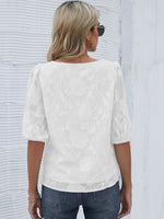 Sheer Embroidered Half Sleeve Top