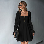 Puff Sleeve Square Neck Dress