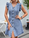 Ruffle Sleeve Denim Dress