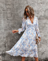 3/4 Sleeve Ruffle Floral Dress