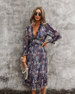 3/4 Sleeve Ruffle Floral Dress