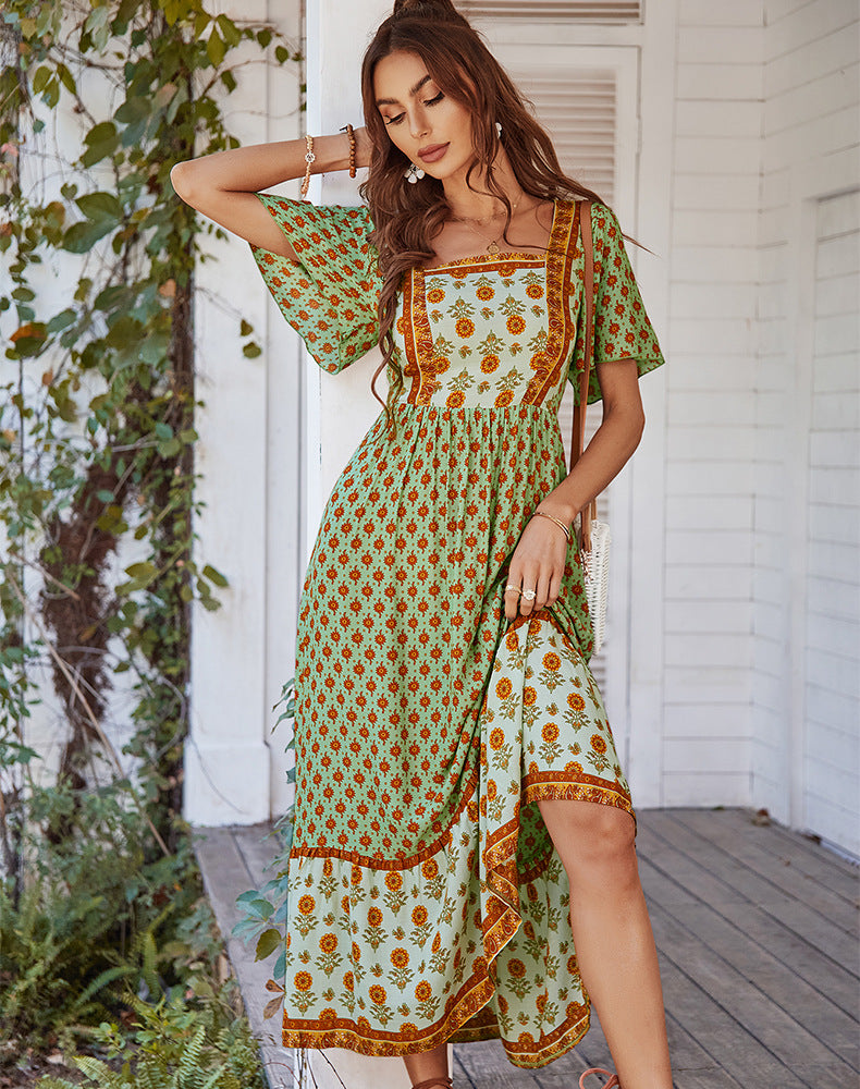 Square Neck Gypsy Maxi Dress