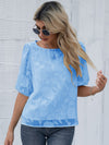 Sheer Embroidered Half Sleeve Top