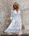 3/4 Sleeve Ruffle Floral Dress