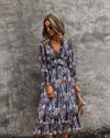 3/4 Sleeve Ruffle Floral Dress