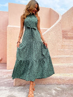 Polka Dot Halter Neck Maxi Dress