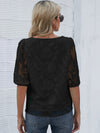 Sheer Embroidered Half Sleeve Top