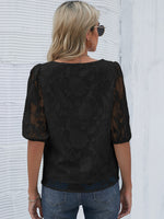 Sheer Embroidered Half Sleeve Top