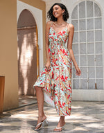 Printed V Neck Maxi Dress