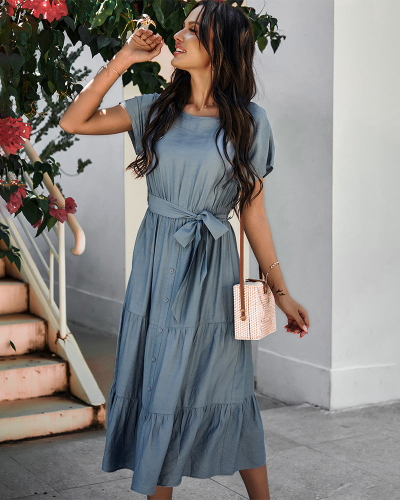 Tiered Belted Dress