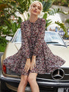 Short Floral Round Neck Dress