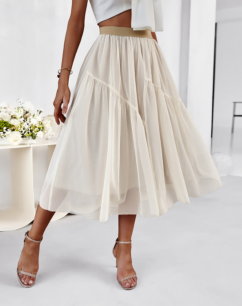 Split Fabric Tulle Skirt